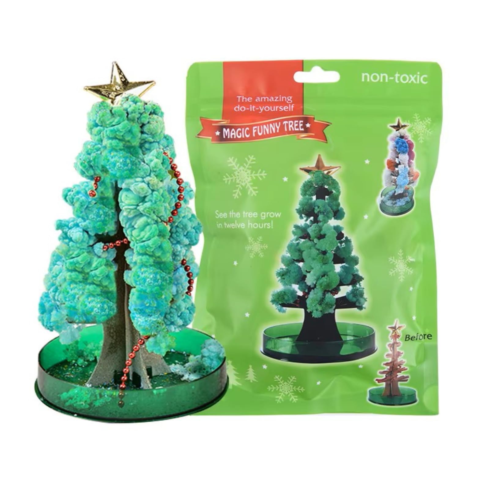 Christmas Magic Growing Tree | DIY Crystal Tree Science Experiment Toy for Kids | Water Blooming Desktop Decoration | New Year & Xmas Gift for Children & Home Décor (Pack of 1 Set)
