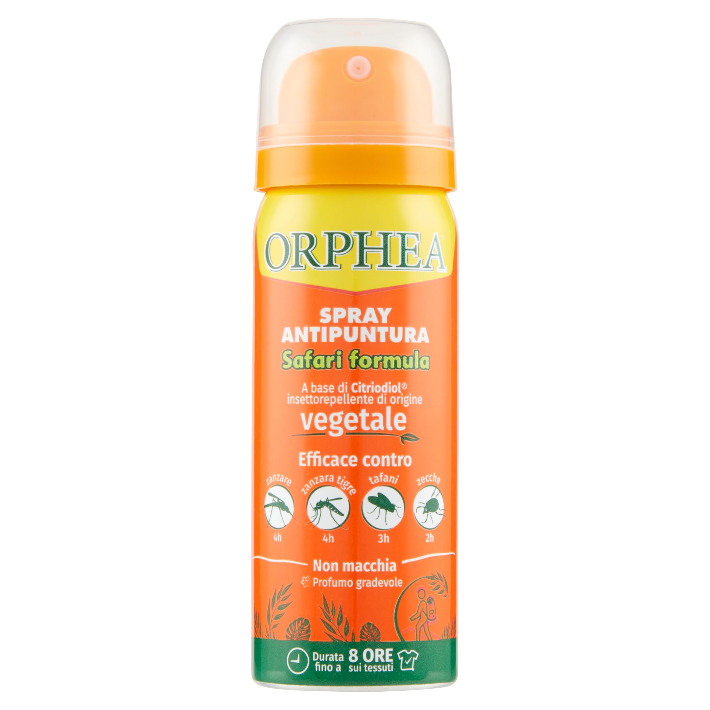 Orphea Antipuntura Spray Safari, Insettorepellente di Origine Vegetale, Non macchia, Profumo Gradevole, Durata fino a 8 ore - 50ML