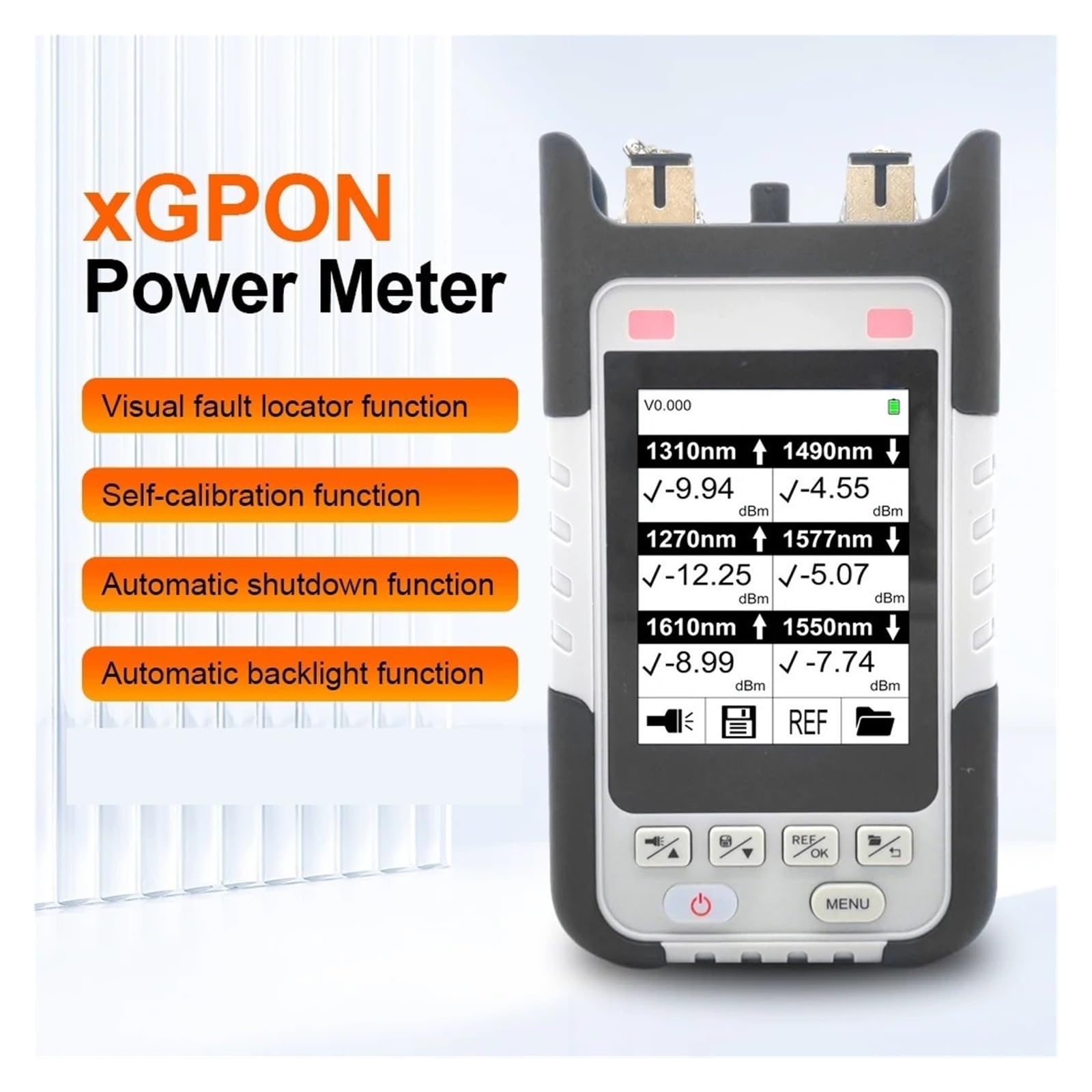 Medidor de potencia óptica Digital TM583 OPM PON, probador de red FTTH con VFL, compatible con prueba de 1270/1310/1490/1550/1577nm(SC APC4 wavelengths)