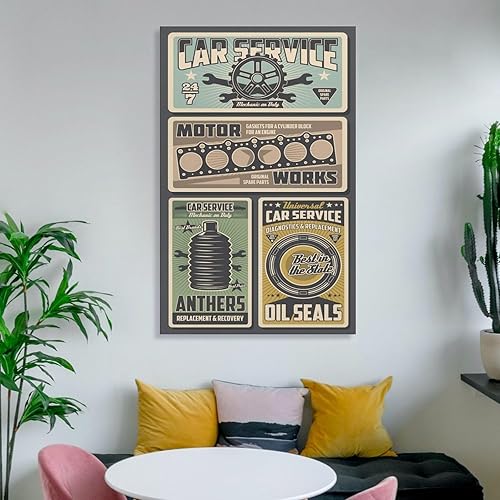 Miniatura 6 de TYOka Auto Parts Retro Minimalist Poster Home Canvas Wall Decoration Art Canvas Painting Posters And Prints Wall Art Pictures for Living Room