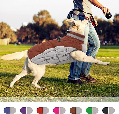 Miniatura 6 de Chaqueta de invierno para perro, acogedora y reflectante, impermeable, resistente al viento, cálida prenda para mascotas, cómoda ropa de forro polar