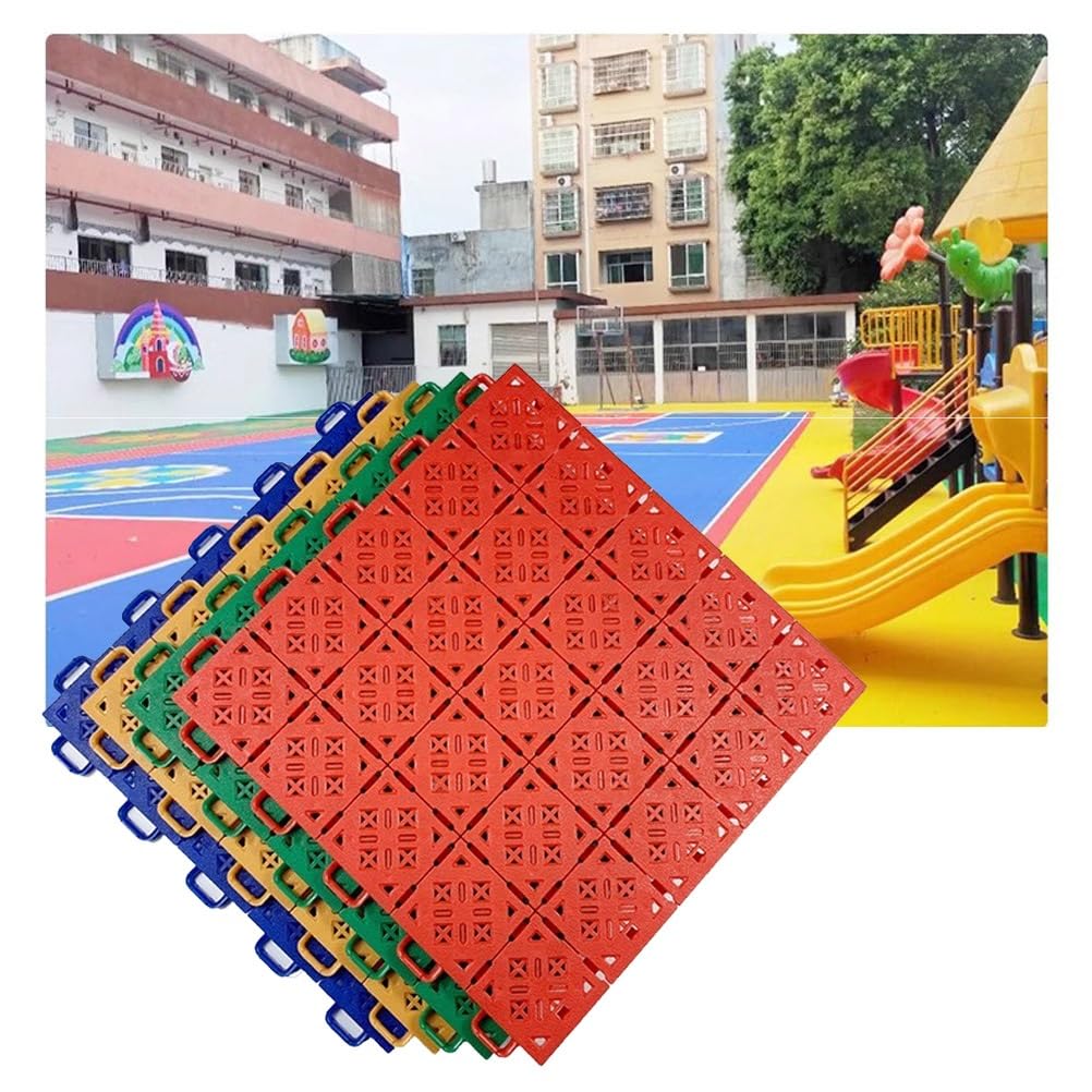 Piastrelle per pavimenti ad incastro in polipropilene resistente alle intemperie, 33 cm, 10 pezzi, modulari per scuola, asilo, campo da basket, palestra, parco giochi, colore verde