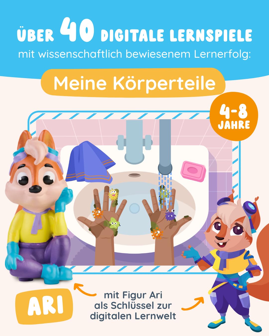Edurino Figur Ari Meine Körperteile ab 4 Jahren inkl. App | Die Körperteile | Die fünf Sinne | Hygiene & Zähne | Schutz & Bedürfnisse