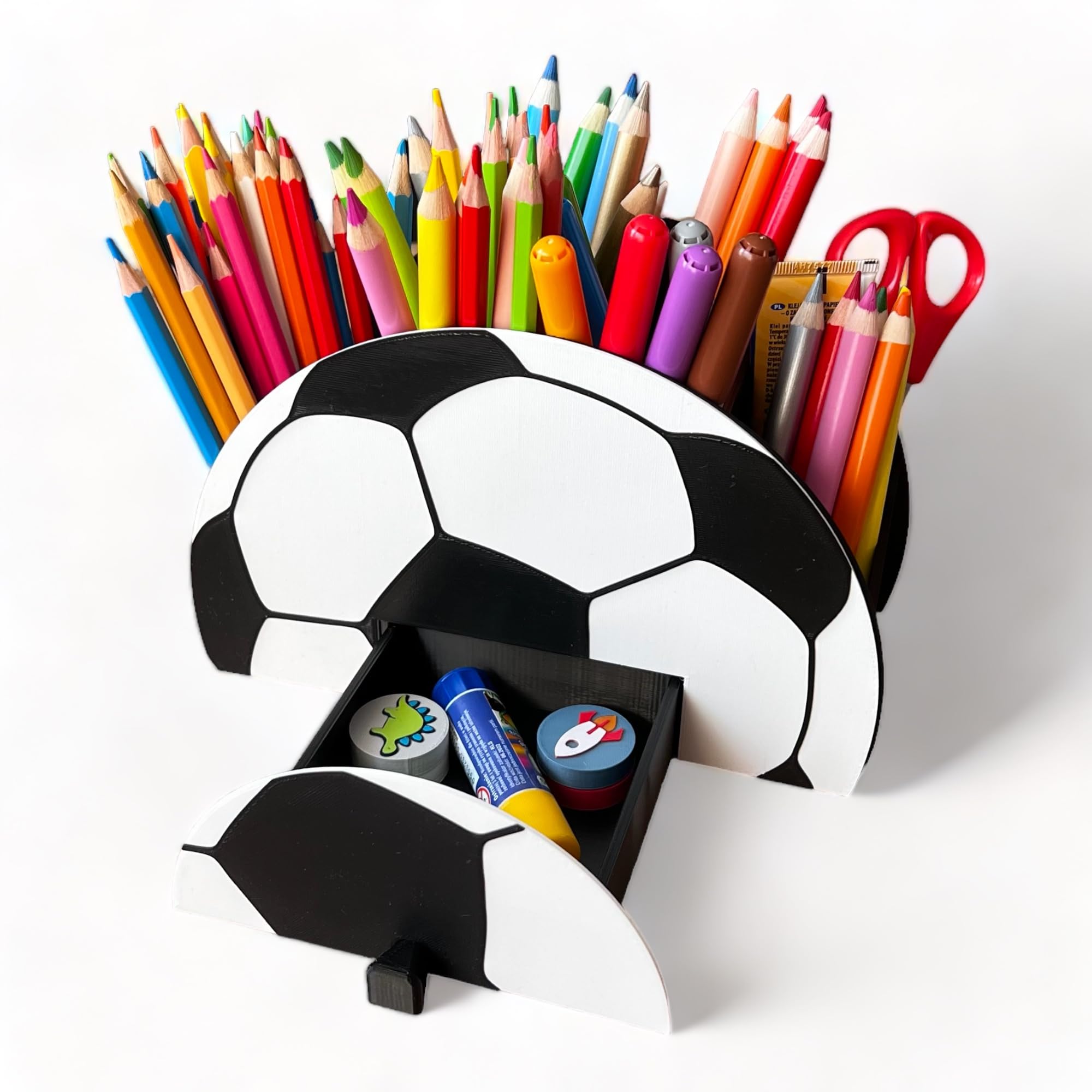 KAJAWIS Organizador para lápices de colores, organizador de escritorio para niños ECO Fútbol grande para un futbolista (Football_org)