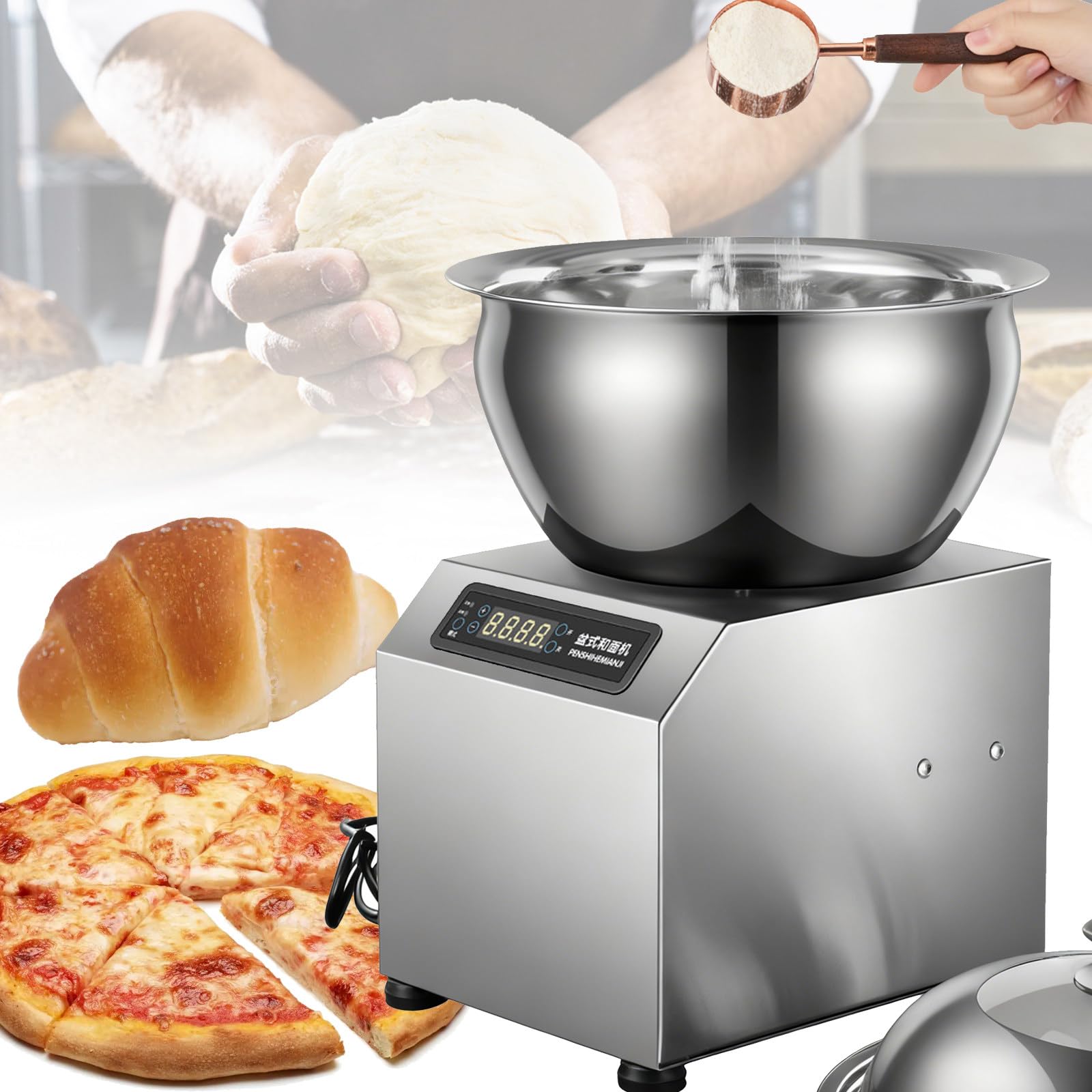 5KG/8KG Teigmacher mit Gärfunktion, 1800W Elektrischer Teigmacher, Küchen-Brotknetmaschine, für Brot, Pizza, Knödelteig 8KG