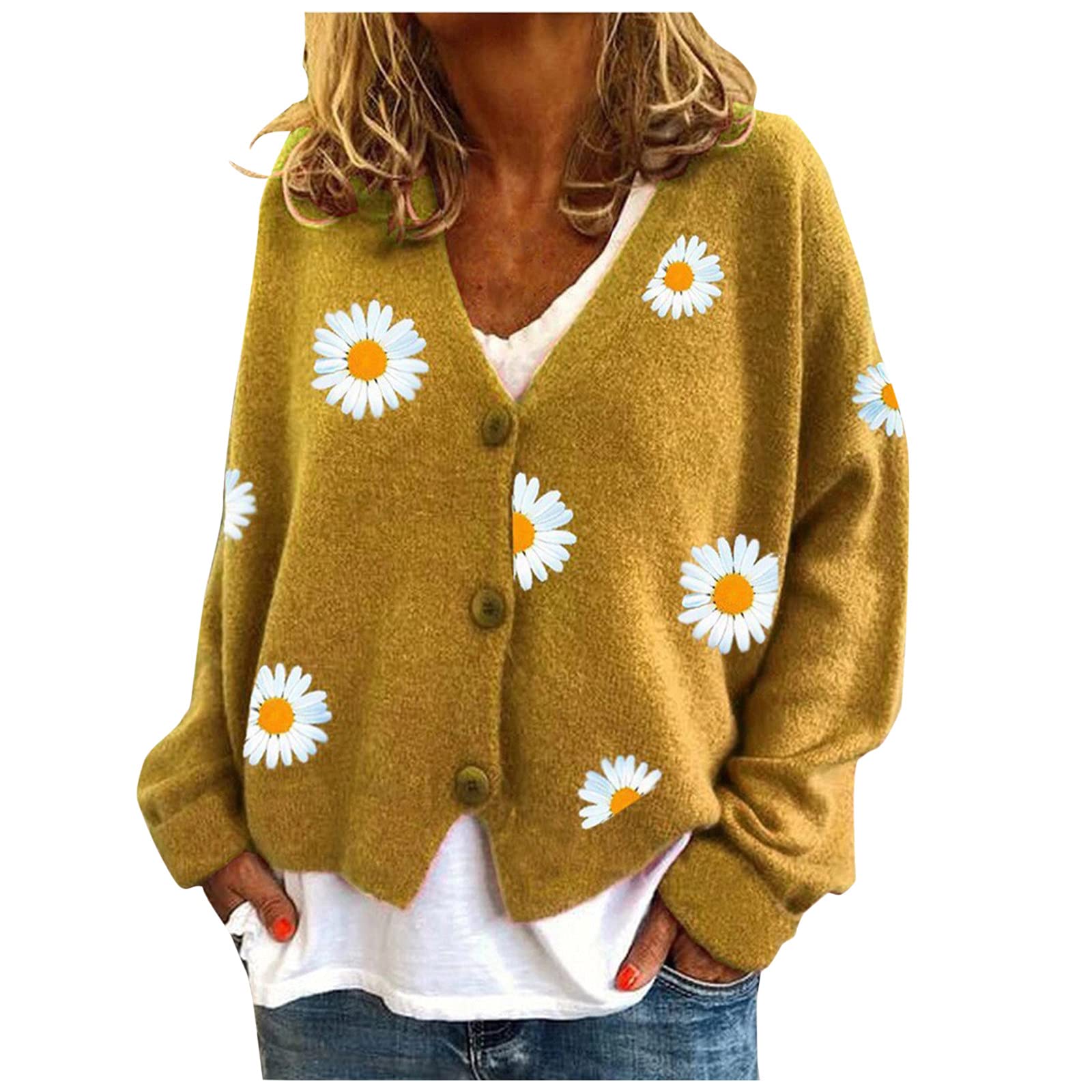 Cardigan Court Femme Tricot Gaufré Manches Longues Col V Boutons – Léger, Élégant, Polyvalent Printemps Automne