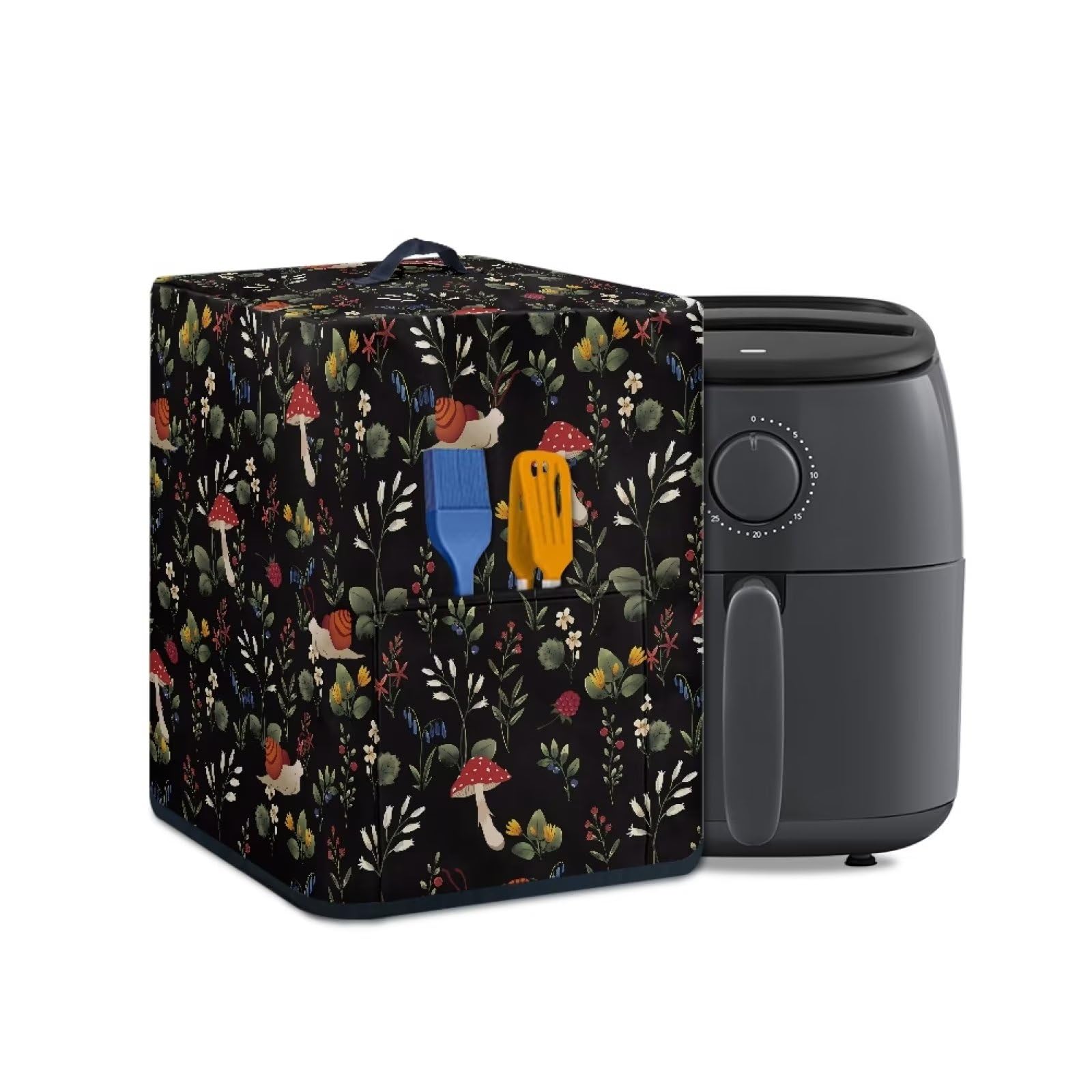Air Fryer Cover Dust Cover Floral Snail Mushroom Pattern Air Fryer Accessories Fits 5-6 Qt Air Fryer Protection