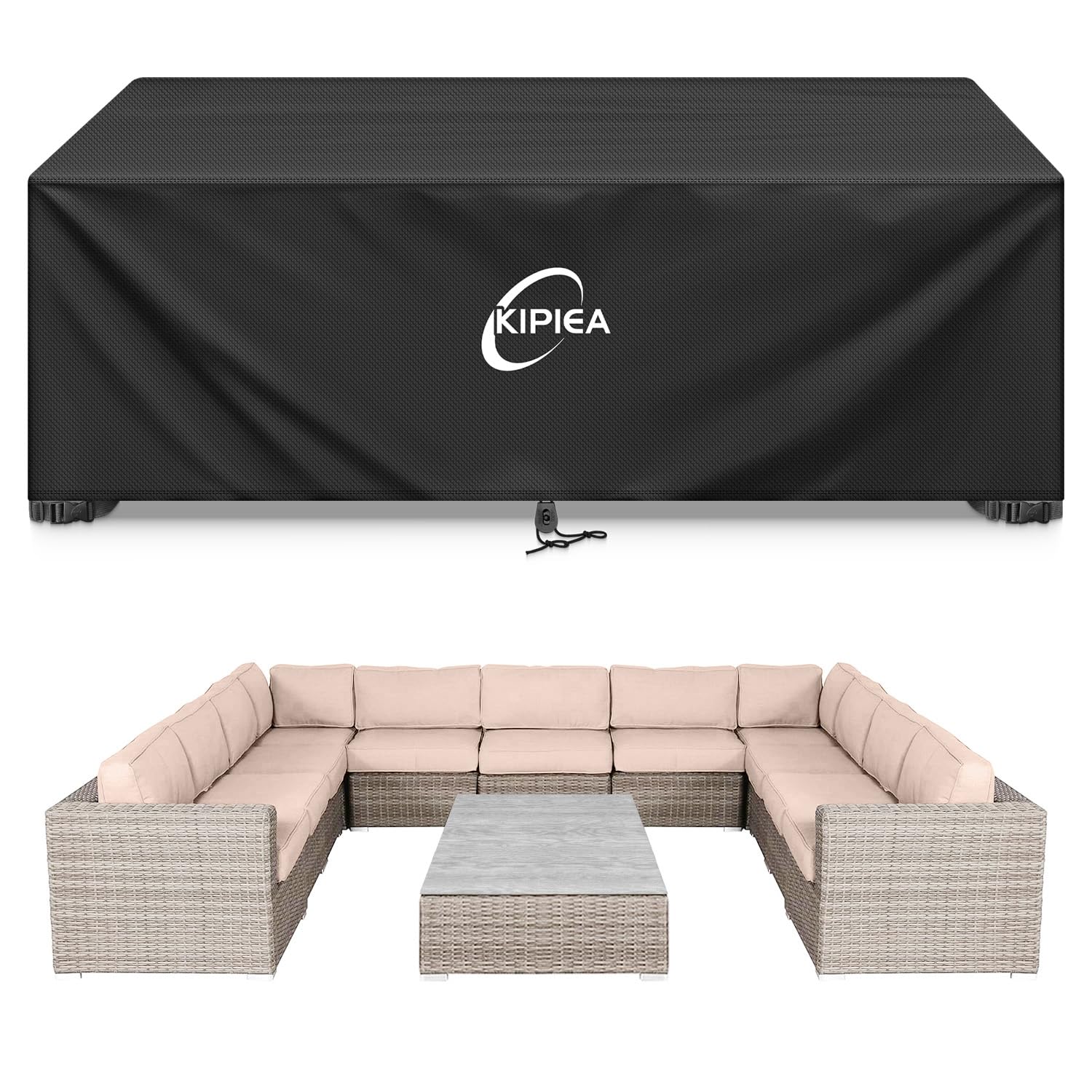 Kipiea Patio Furniture Covers Waterproof Winter, Heavy-Duty 420D Outdoor Patio Table Set Covers, Rectangular Outdoor Sectional Couch Covers (78" L x 58" W x 28" H) — view 35