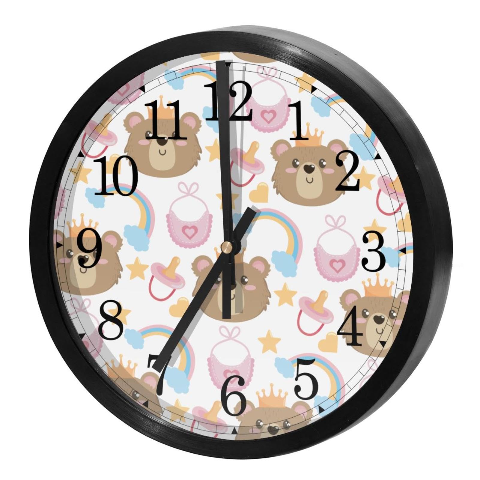 Horloge murale silencieuse sans tic-tac pendule ronde à piles ours