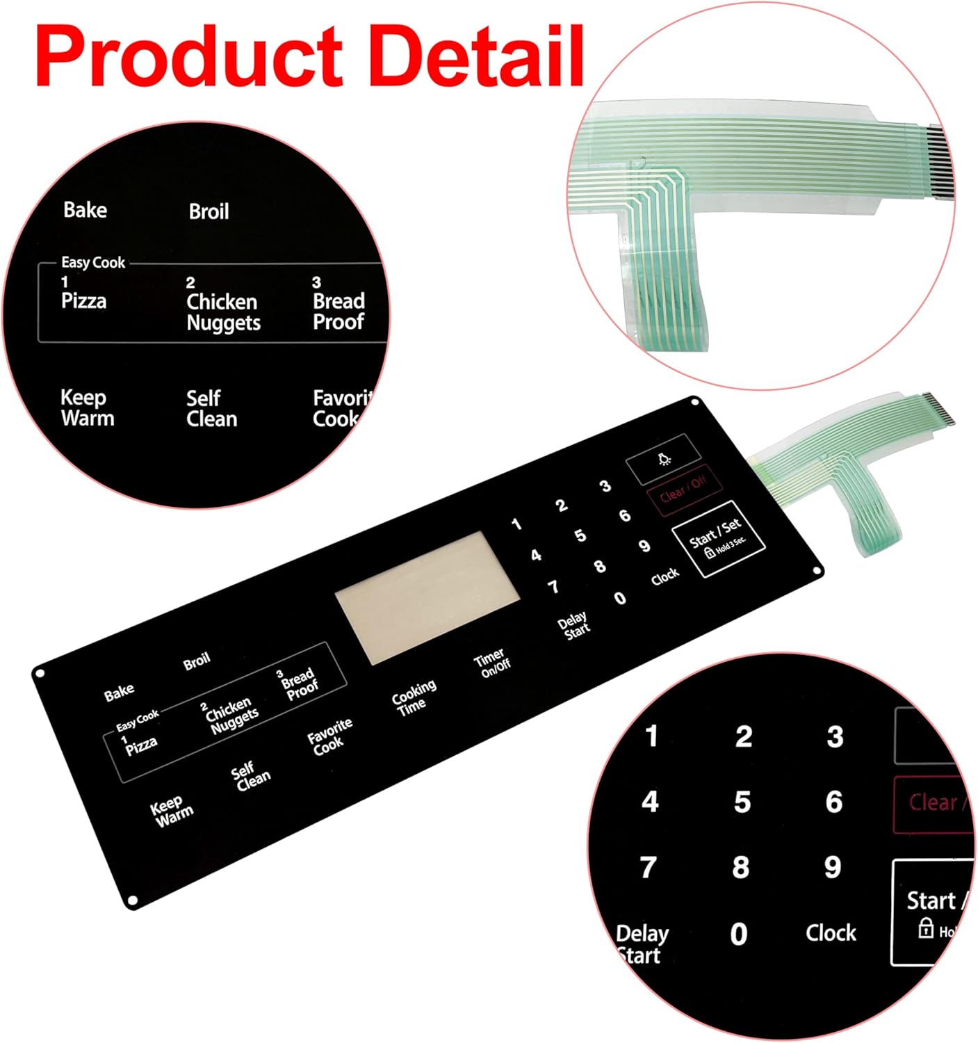ShineUs DG34-00025A Membrane Switch Touchpad Compatible with Samsung Range Oven NX58F5300SS/AA, NX58F5500SB/AA, NX58F5500SS/AA，Replacement for PS8764897 AP5800759