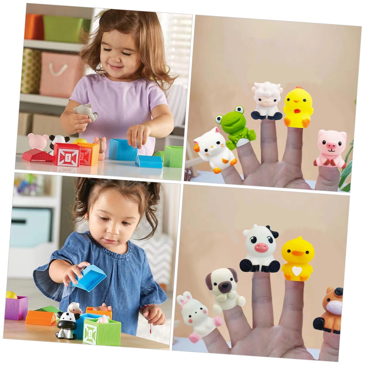 Uonlytech Títeres de Dedo de Animales de Granja para Niños Conjunto de 10 Flexibles y Livianos Perfectos para Fiestas Disfraces y Espectáculos de Dedos