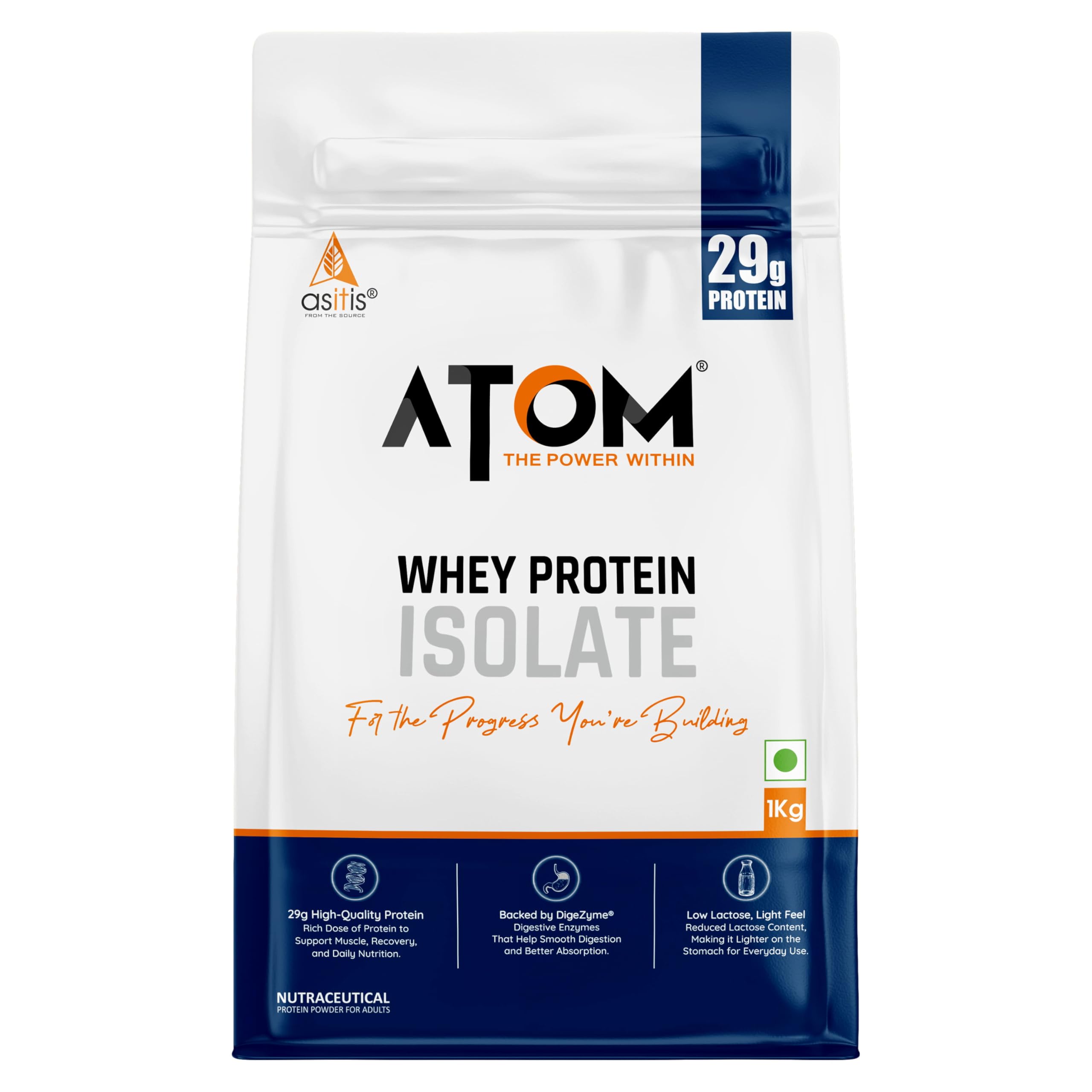 AS-IT-IS ATOM Whey Protein Isolate 1kg | 29g protein, 6.1g BCAA & 13g EAA | Ultra Pure-Fast Acting Protein | Double Rich Chocolate Flavor-image-25