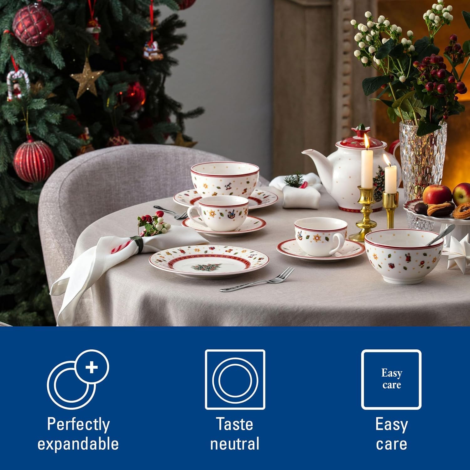 Villeroy & Boch Toy's Delight Specials Juego de 6 platos de desayuno y postre, color blanco, apto para lavavajillas, microondas, platos de desayuno, platos de postre, vajilla de Navidad, porcelana de