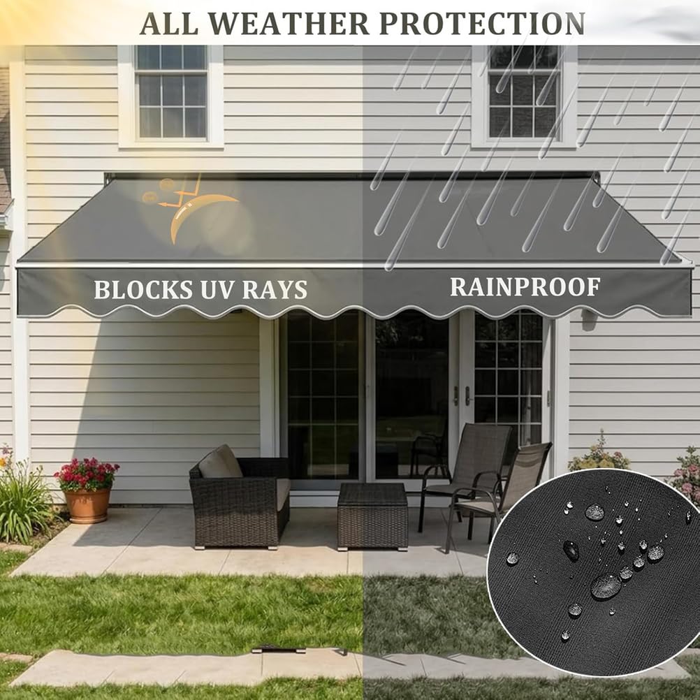 Générique Toile De Store Prête sur Mesure avec Lambrequin, Toile De Remplacement Hydrofuge pour Store Ou Auvent D'extérieur avec Protection UV pour Terrasse, Balcon Et Jardin