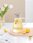 Glass Pitcher with Lid, 68 Ounces 2.0 Liter Large Glass Water Jug with Handle for Home Kitchen Milk Juice and Iced Tea Beverage Pitcher by Nidhdsda