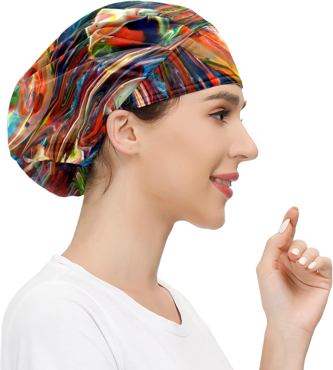 Women's Working Cap Fish Animal Adjustable Working Hats with Sweatband and Elastic Toggle Head Cover - Image 3