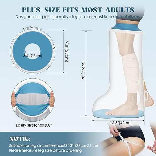 Miniatura 2 de Funda impermeable extra ancha para ducha con parte inferior antideslizante mejorada, protector de molde para ducha después de cirugías de rodilla,