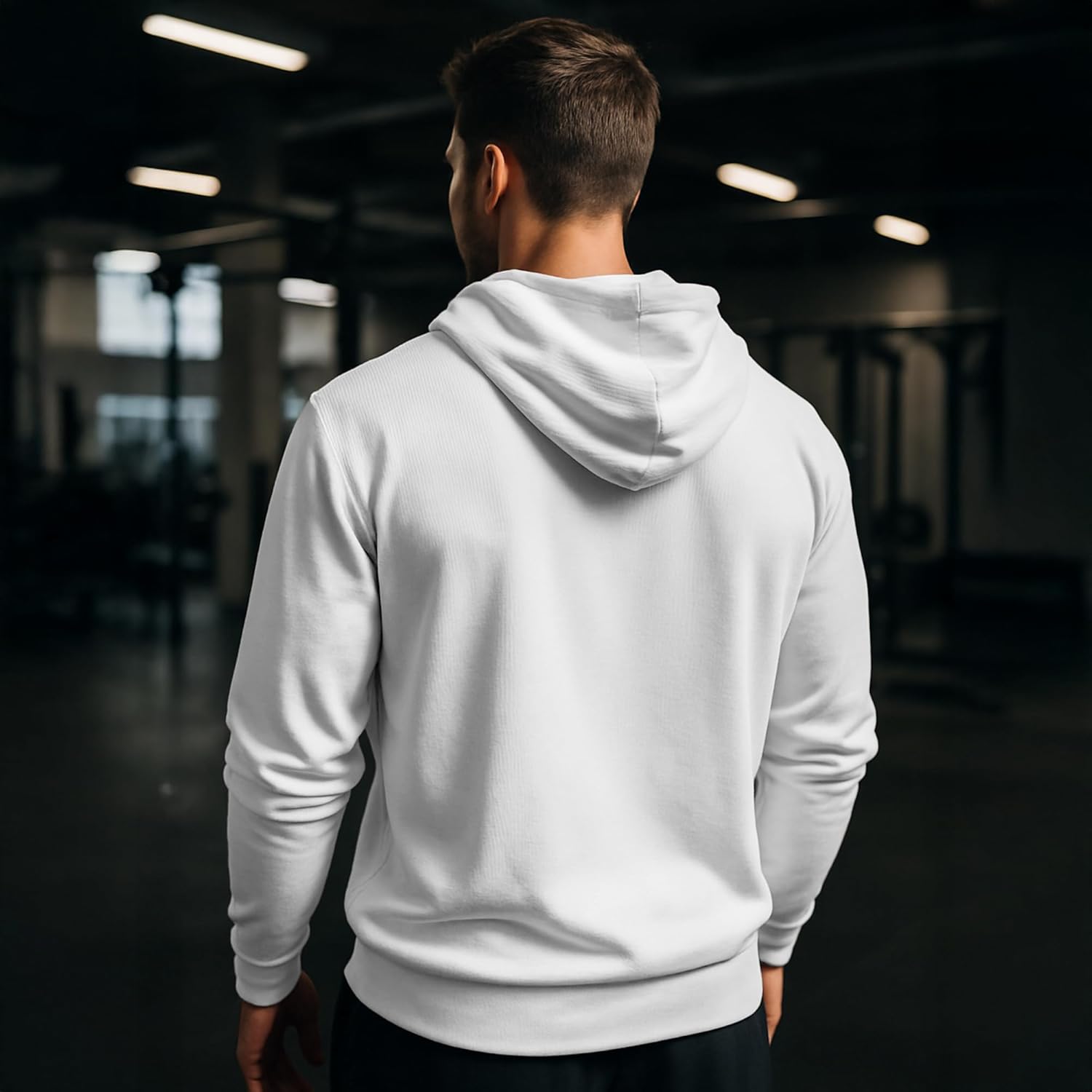 Ohoo Mens Slim Fit Waffle Knit Cotton 100% Basic Pullover Hoodies Sweatshirt Lightweight Long Sleeve with Kanga Pocket - Image 2