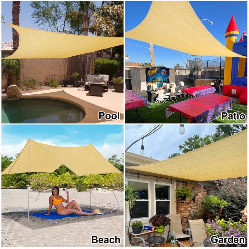 Miniatura 6 de Amagenix Toldo para patio al aire libre, 4 x 4 pies, toldo rectangular curvado con 95% de protección UV, tela transpirable para relajación en el