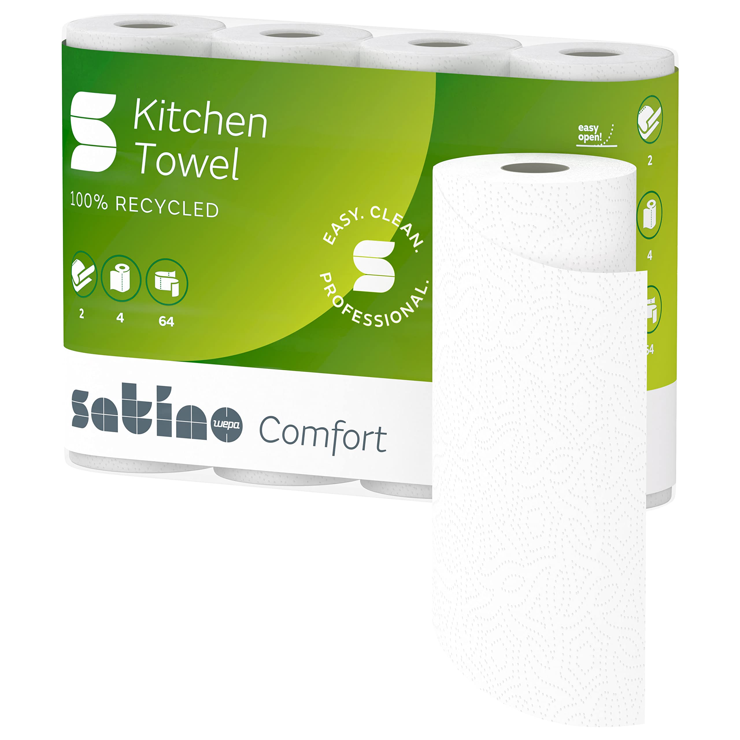 Satino by WEPA Comfort Küchenrolle 2lagig I 8x4 Rollen in der Großpackung I Recycling I 167050