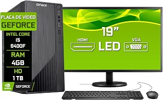 Computador Completo Blue PC Intel Core i5 9400f (Nona Geração) 4GB DDR4 GeForce HD 1TB Monitor 19" HDMI LED