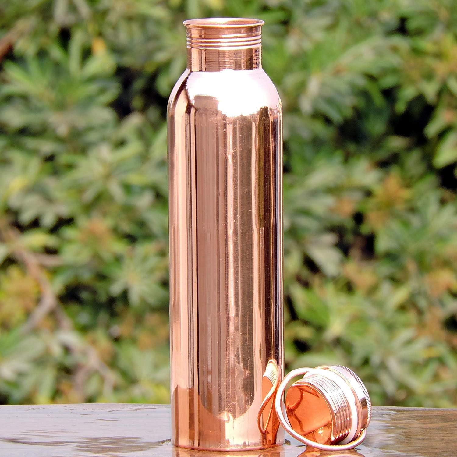 Copper Bottle 1000mL (33.84 US FL Oz) Capacity with HANDLE made of Pure Copper for Maximum Ayurveda Health Benefits, Unlined, Uncoated and Non-Lacquered