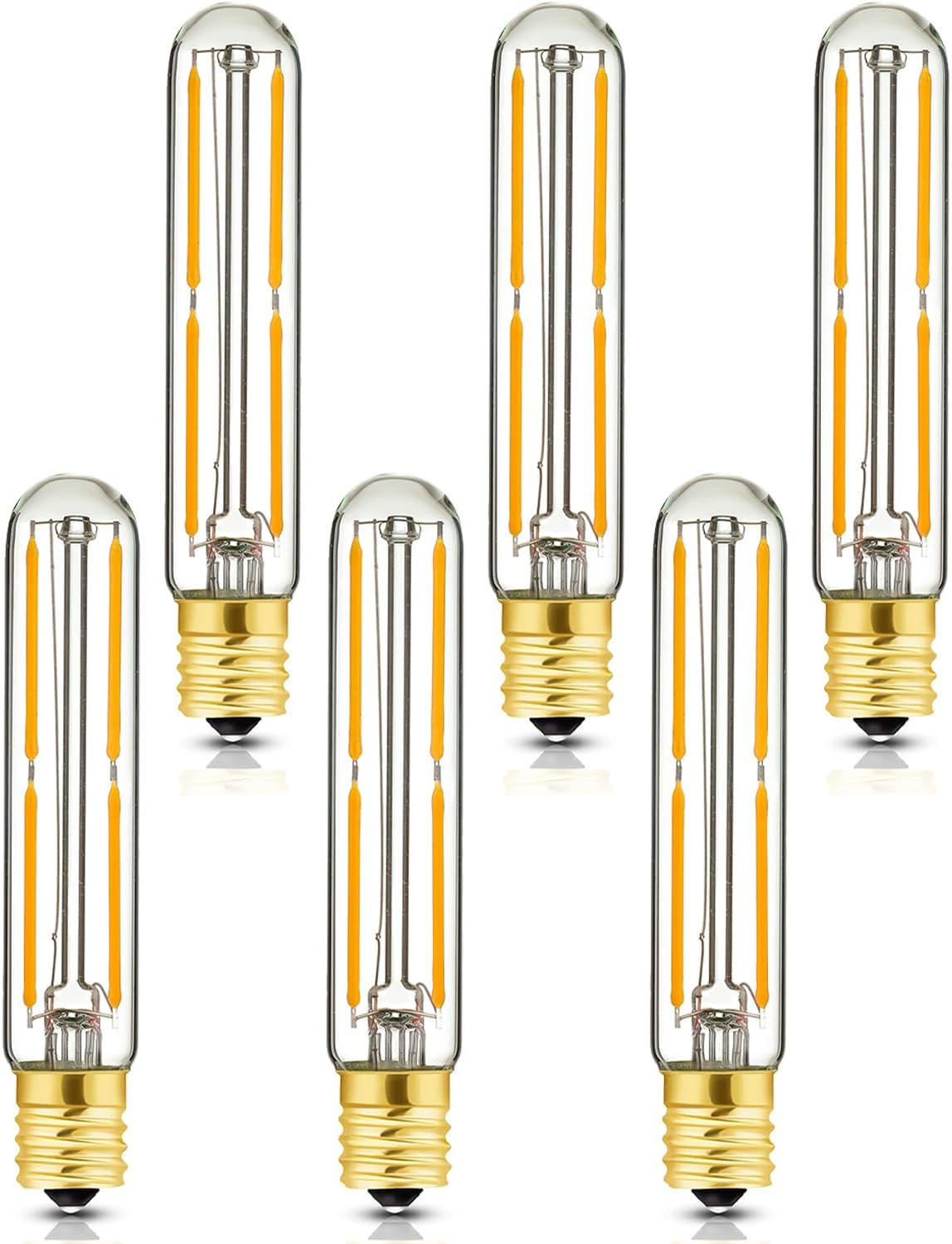 E17 LED Tubular Bulb 6W Dimmable E17 Led Tube Bulbs 2700K Warm White 60 Watt Equivalent 600lm T20 Led Light Bulb for Exit Sign Light,Refrigerator,Freezer,6Pack.