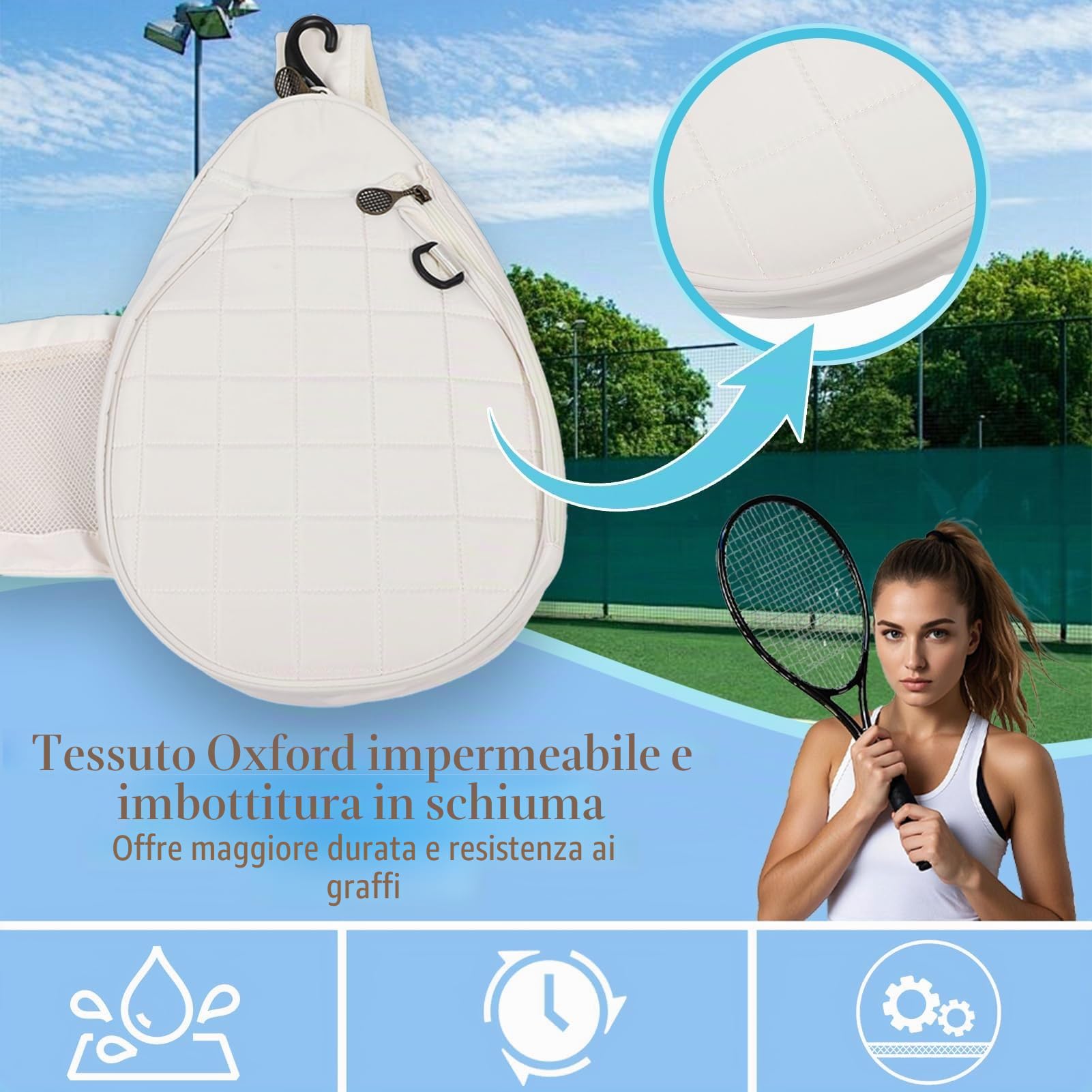 Ejoyous Borsa da Tennis, Borsa da Tennis Borsa per Racchetta da Tennis Zaino da Tennis Leggero Borsa a Tracolla Imbottitura in Schiuma di Grande capacità Pagaia per Pickleball
