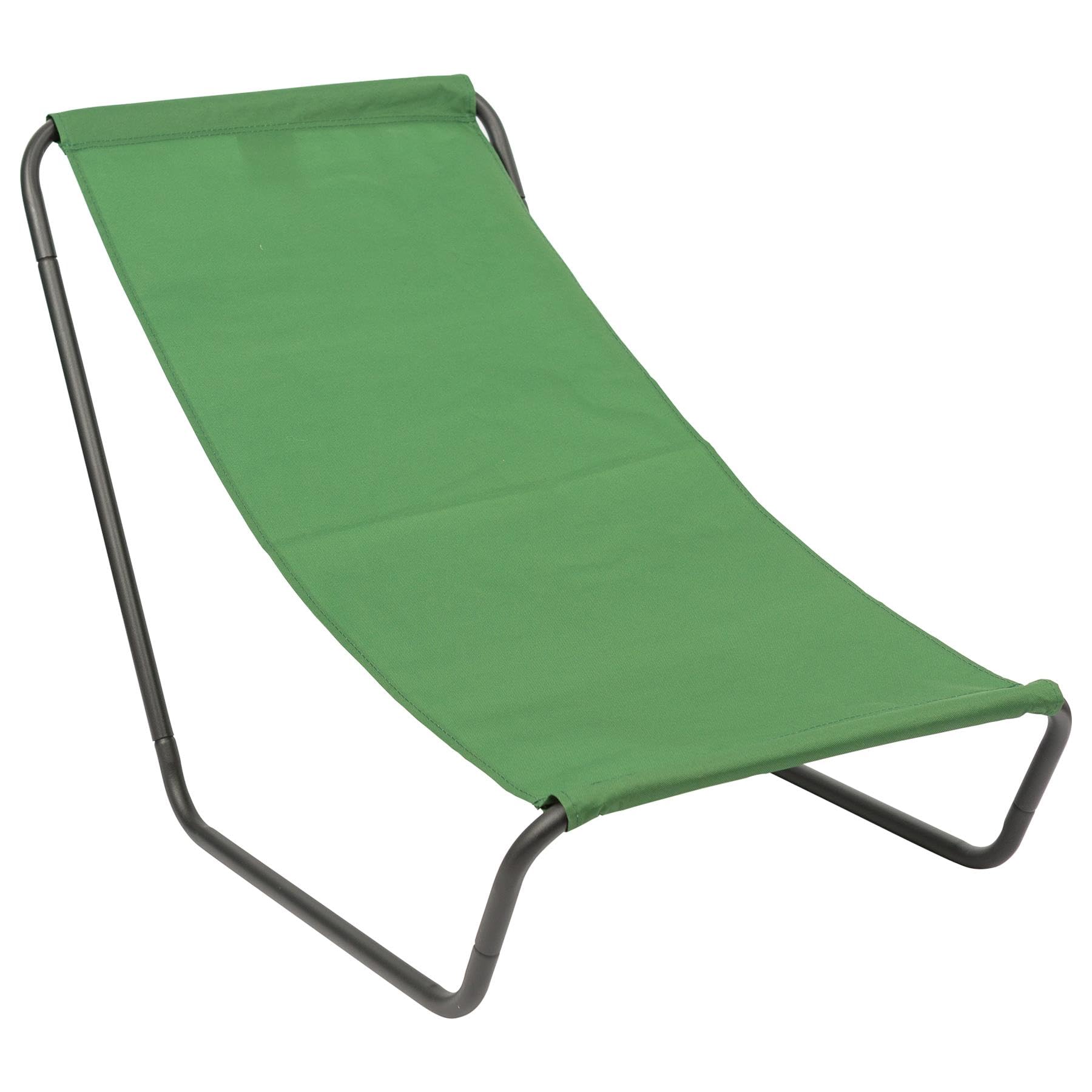 Harbour Housewares Sun Lounger - Green - Pack of 1 - Canvas Outdoor Lawn Sunlounger Chair Lightweight Portable Chair for Garden, Beach, Picnic, Fishing