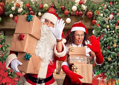 Miniatura 3 de AIIKES Telón de fondo de chimenea de Navidad de 8 x 6 pies para fotografía de Navidad para calcetines de telón de fondo, árbol de Navidad y caja de