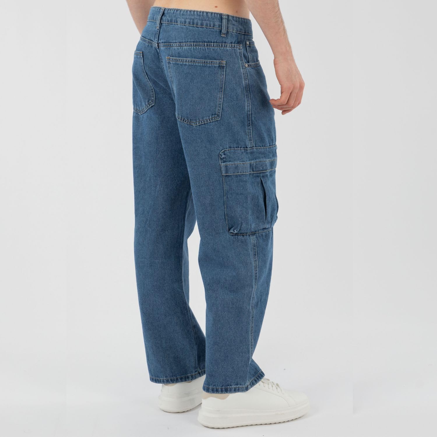 TONY BACKER - Jeans Cargo Uomo, Pantaloni Uomo con Tasche, Jeans Uomo Stile Urban, vestibilità Comoda, Blu Jeans Cargo Art. WCD48