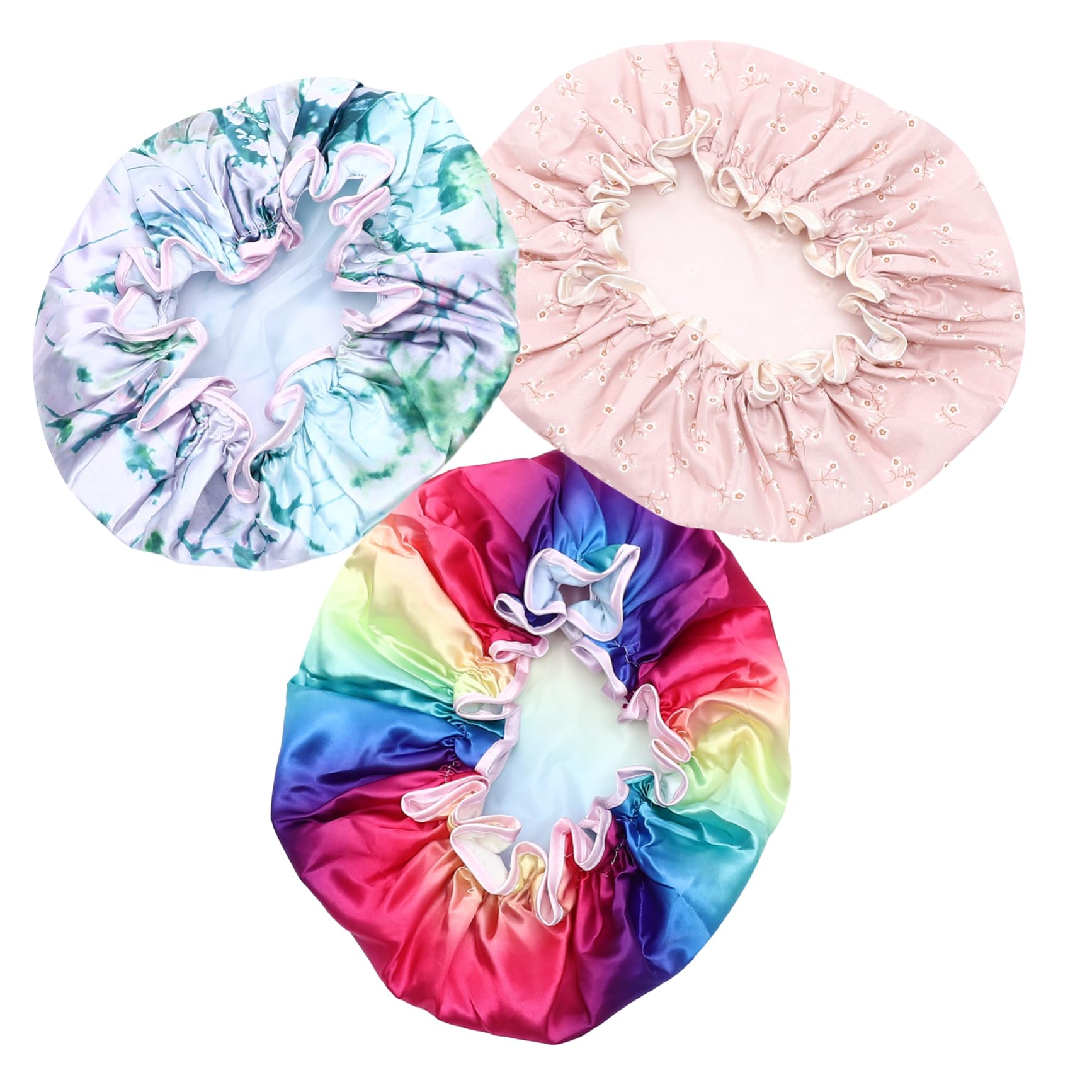Angoily 9pezzi Cuffie Impermeabili e Riutilizzabili Satin Per Donne Copricapo Per Shampoo Adatte Per Ogni Di e Circunferenza Della Testa