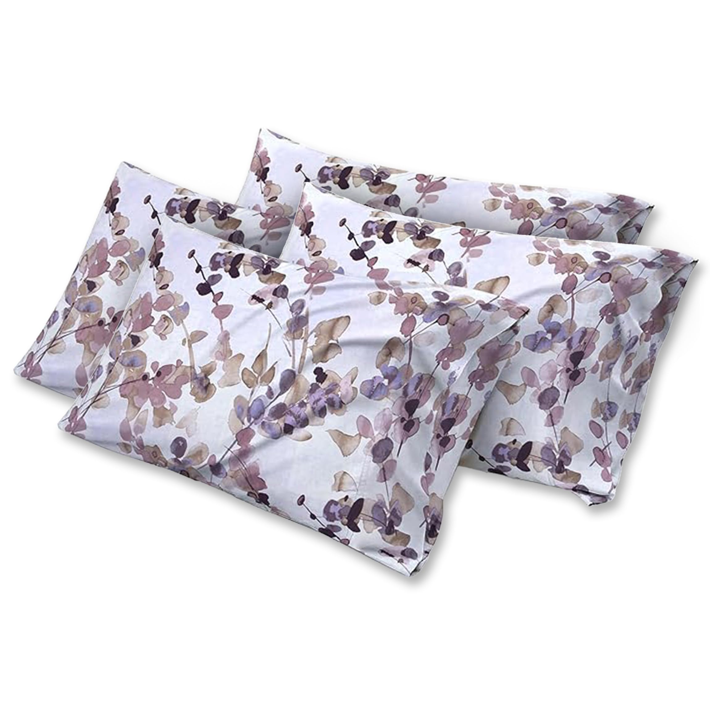 DANYDude 400 Thread Count Floral Printed Pillow Cases Pack of 4 100% Egyptian Cotton Pillow Covers Soft & Machine Washable Printed Pillow Cases 4 Pack Room Decor — image 1