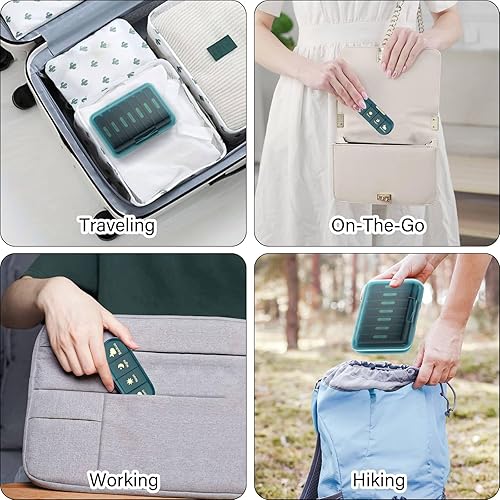 Miniatura 5 de Organizador semanal de píldoras 4 veces al día, caja de píldoras de 7 días 4X, estuche de píldoras portátil para viajes