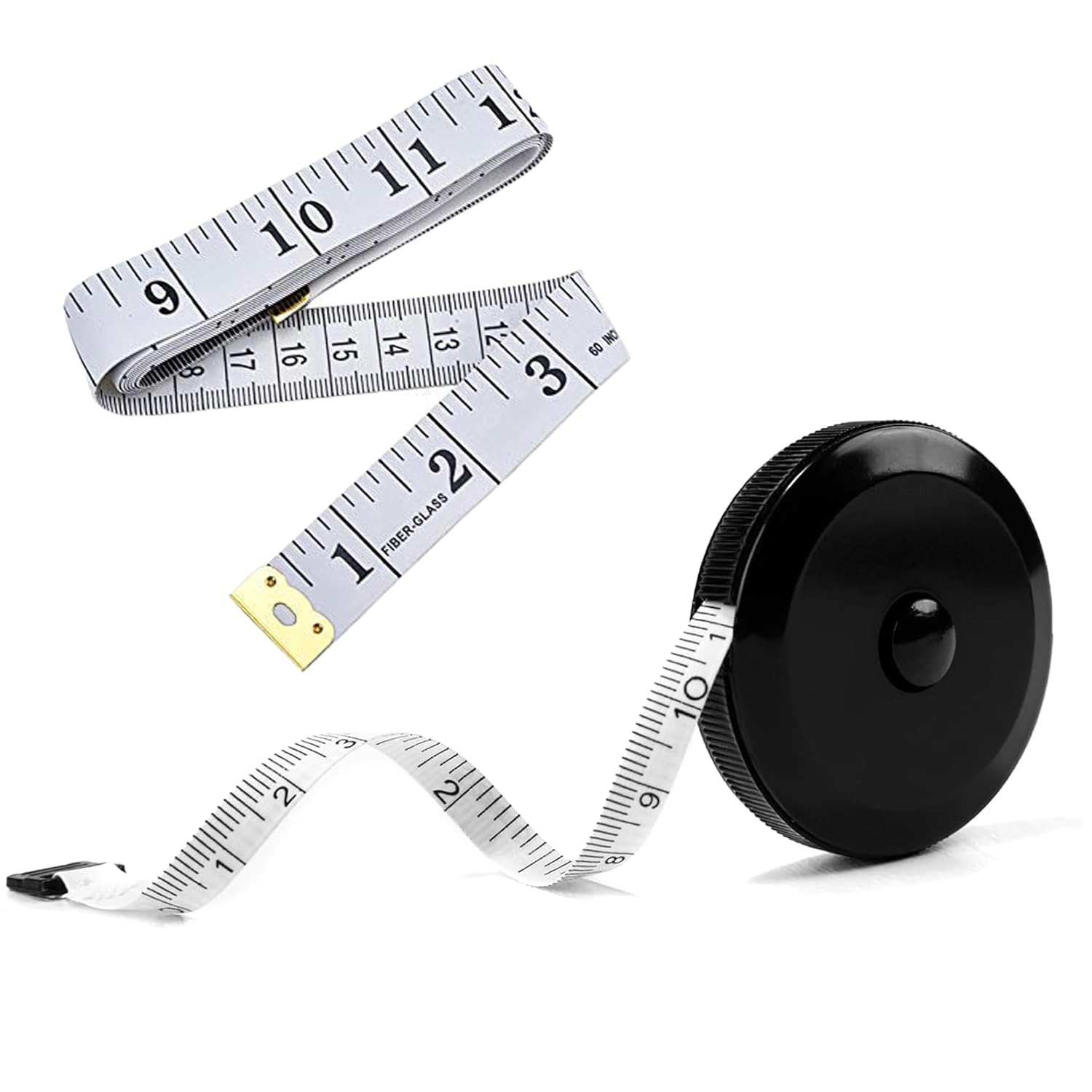 Soft Tape Measure for Body Measurements 2-Pack – 60" Flexible Body Measuring Tape + Retractable Tape, Dual Scale Inch & cm, Cloth Tape Measure for Sewing, Tailor, Seamstress, Clothing & Waist