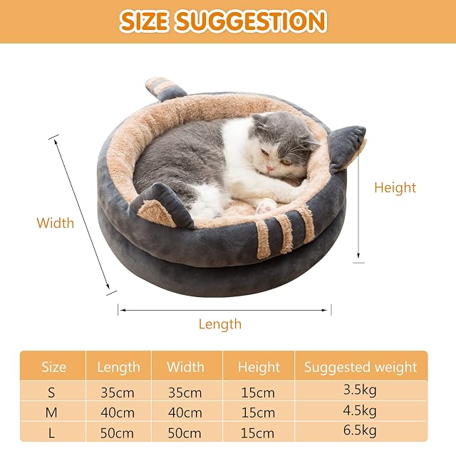 Foto 3 de 7 de PETCUTE Cama para Gato, Lavable para Gatos con Fondo Antideslizante, Canasta Caliente para Gatos