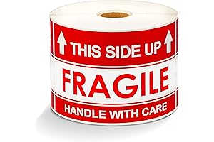 This Side Up Handle with Care Warning Packaging Shipping Labels | 3" X 5"