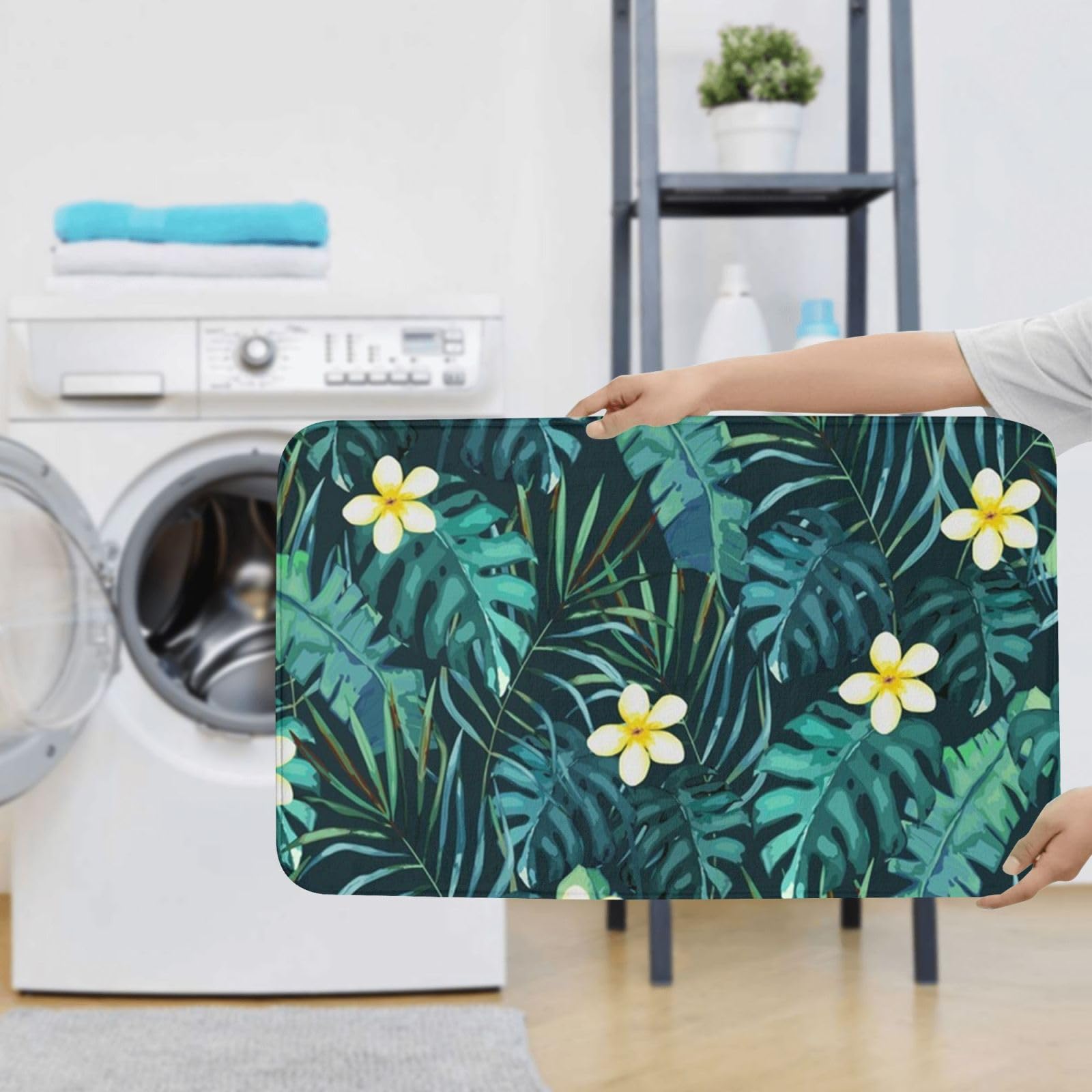 Set di 3 tappetini da bagno hawaiani in flanella morbida antiscivolo con coperchio per la decorazione della casa