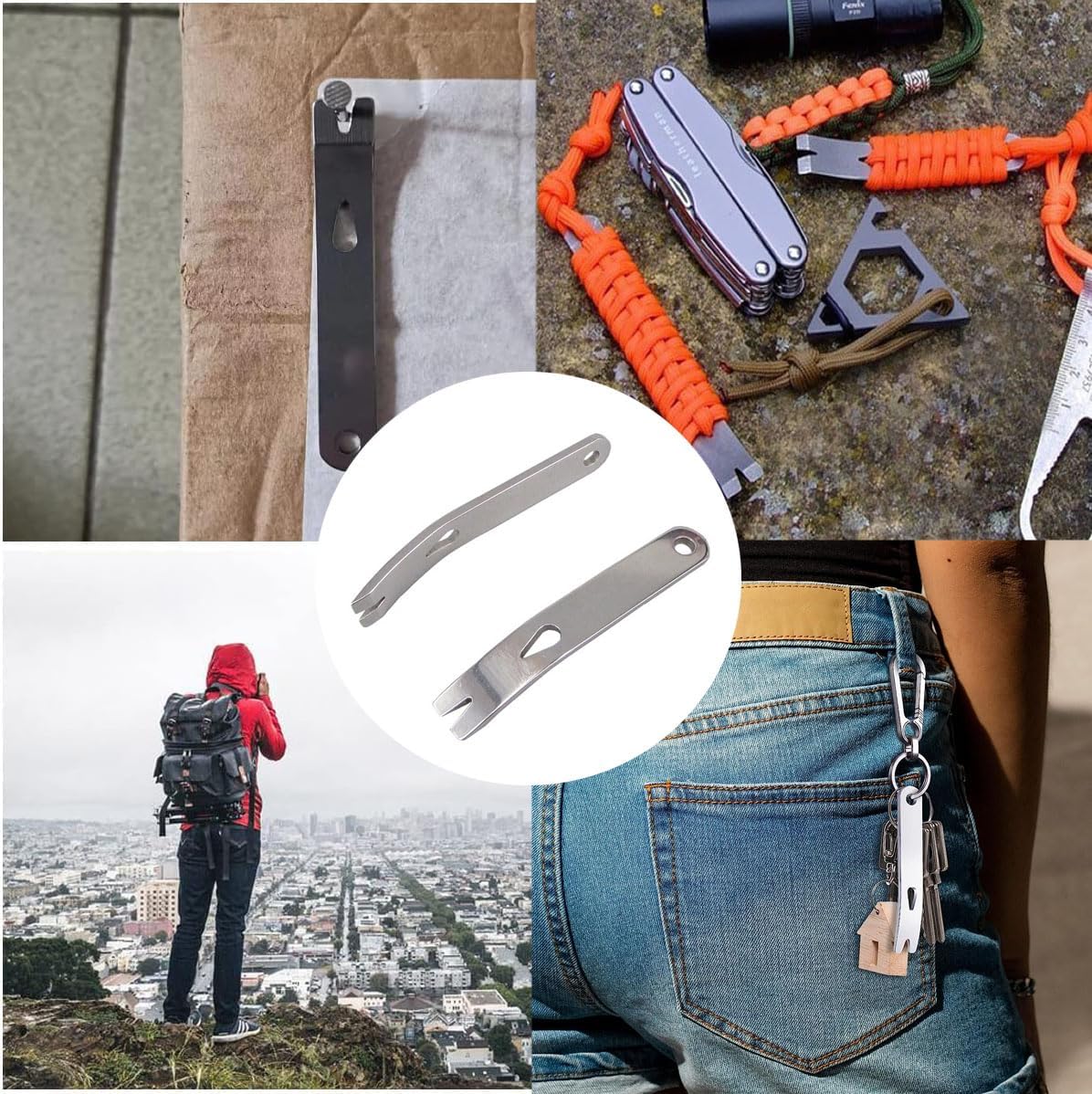 Wady Barra de palanca de acero inoxidable de tamaño de bolsillo, herramienta EDC para Bushcraft y supervivencia