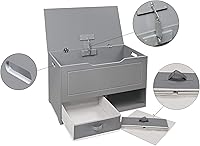 Vista 7 de Badger Basket Caja de juguetes y banco de almacenamiento, combo de pecho y asiento con 2 cestas reversibles, tapa de bisagra de seguridad