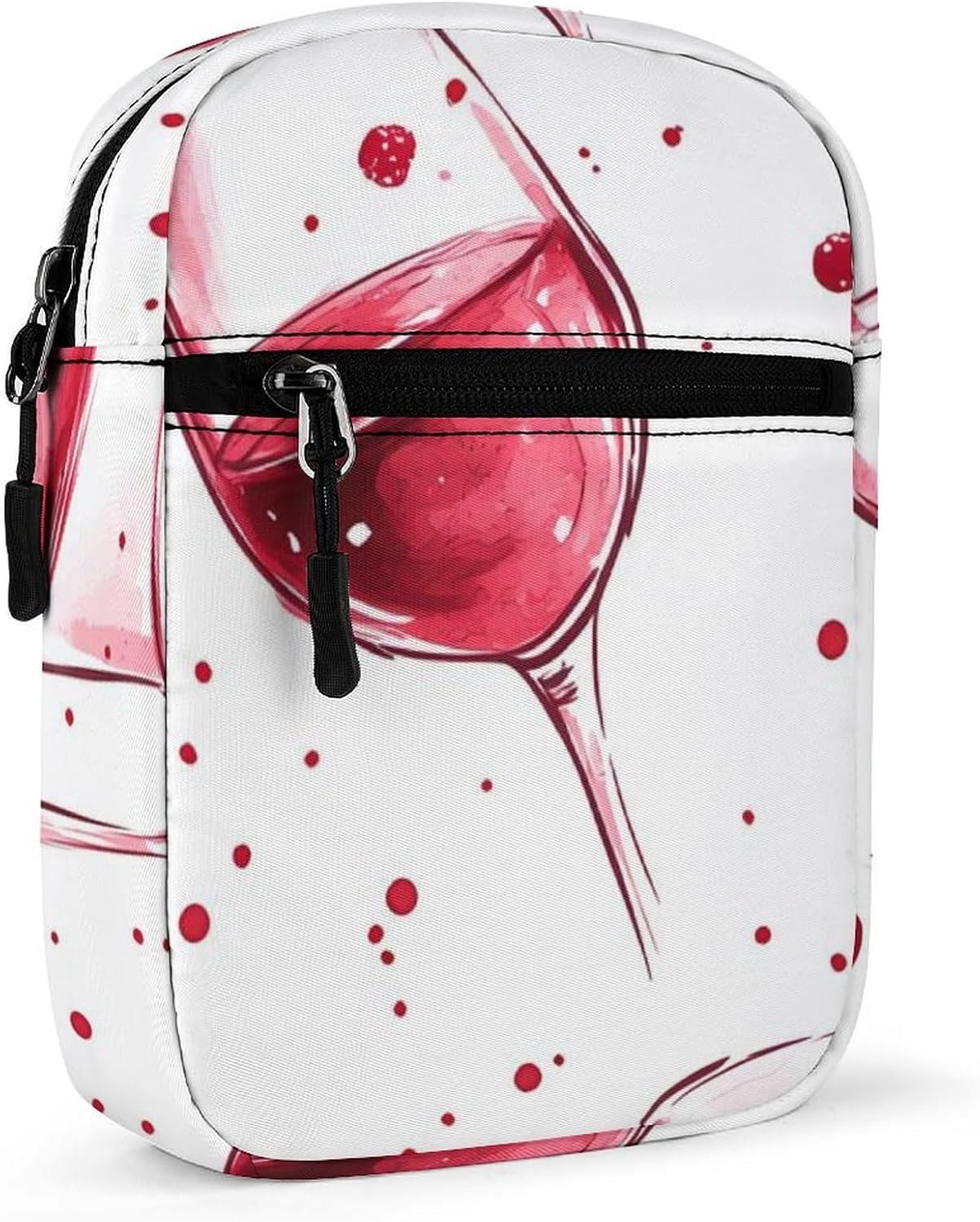 Red Wine Glasses Bloods Small Crossbody Bag Sling Shoulder Satchel | for women men,work travel workout,detachable and adjustable shoulder strap