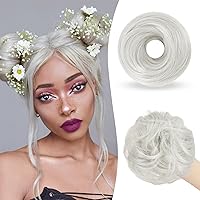 Vista 42 de SOFEIYAN 2 piezas de clip de pinza mini en extensiones de moño de cabello con orejas de gato desordenadas, accesorio de peluca de dona sintética