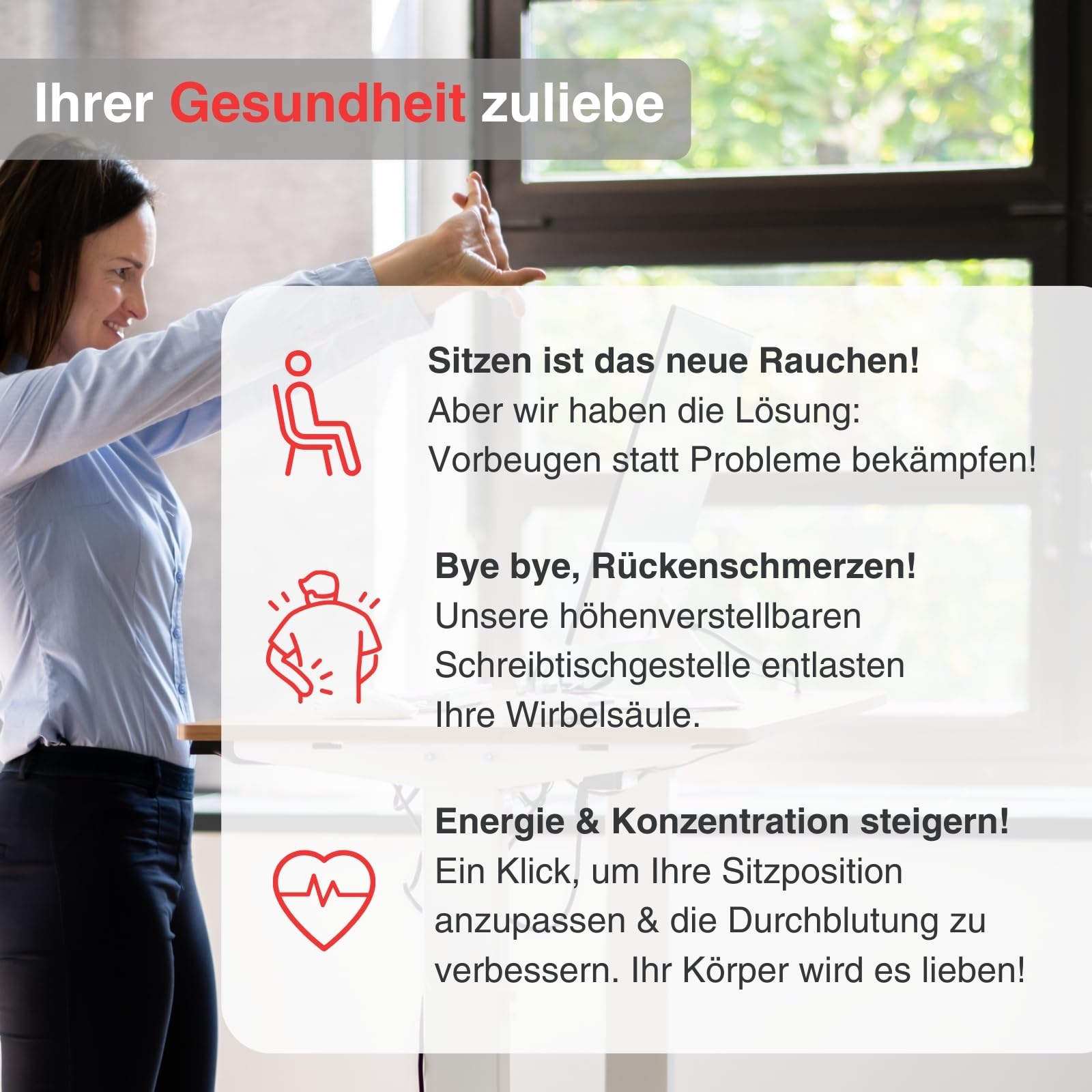 ergoSmart höhenverstellbarer Schreibtisch Gestell elektrisch 64,5-129,5cm in grau I Schreibtischgestell höhenverstellbar mit 2 Motoren I Tisch höhenverstellbar mit 3-Fach-Teleskop