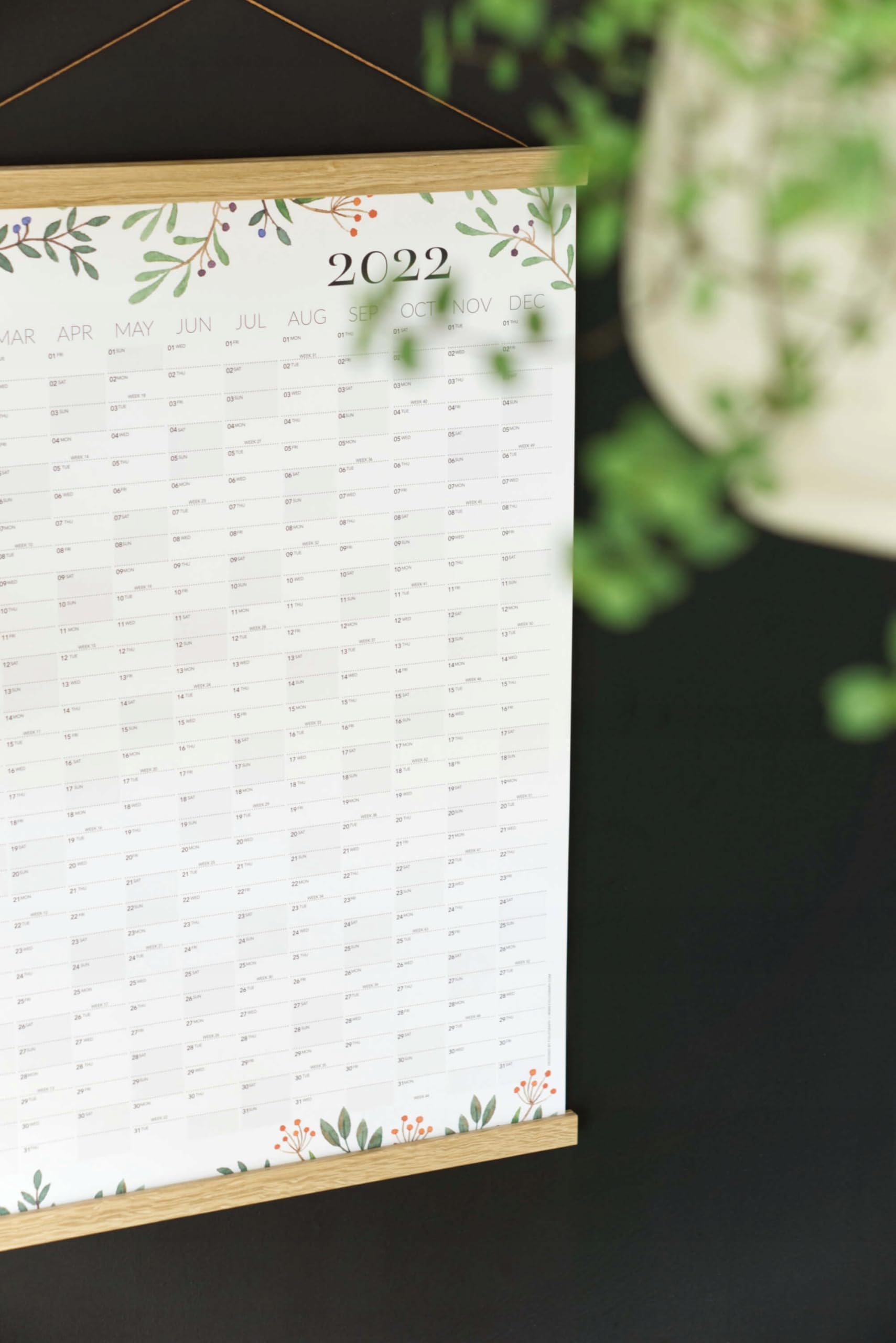 Schuljahres Wandkalender 2026/2027 mit Eichenholzaufhänger- Premium gerollt, 70x100 cm Terminkalender für Lehrer Büro & Planung