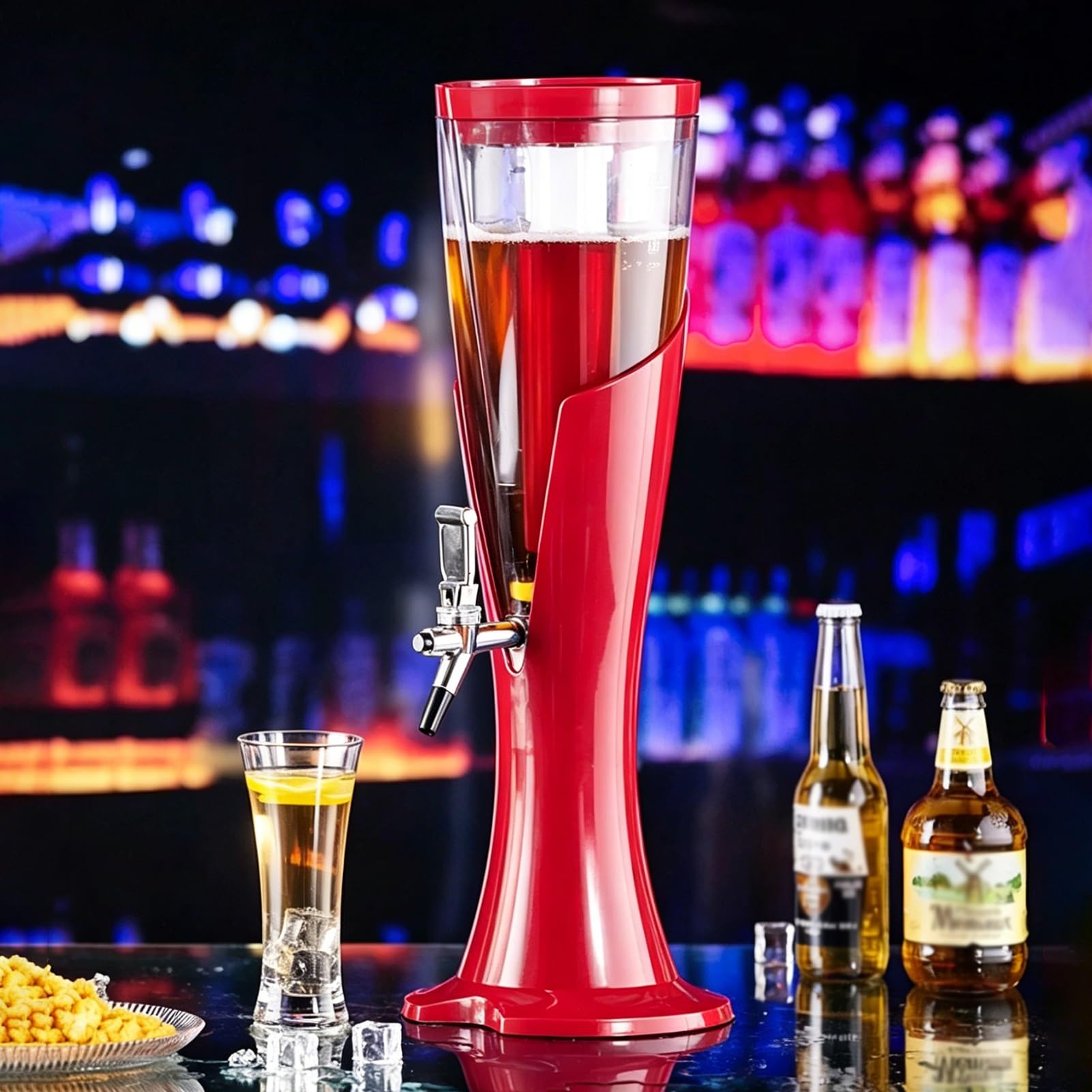 Botella dispensadora de bebidas 1,5 L, torre de licor portátil para bar y fiestas