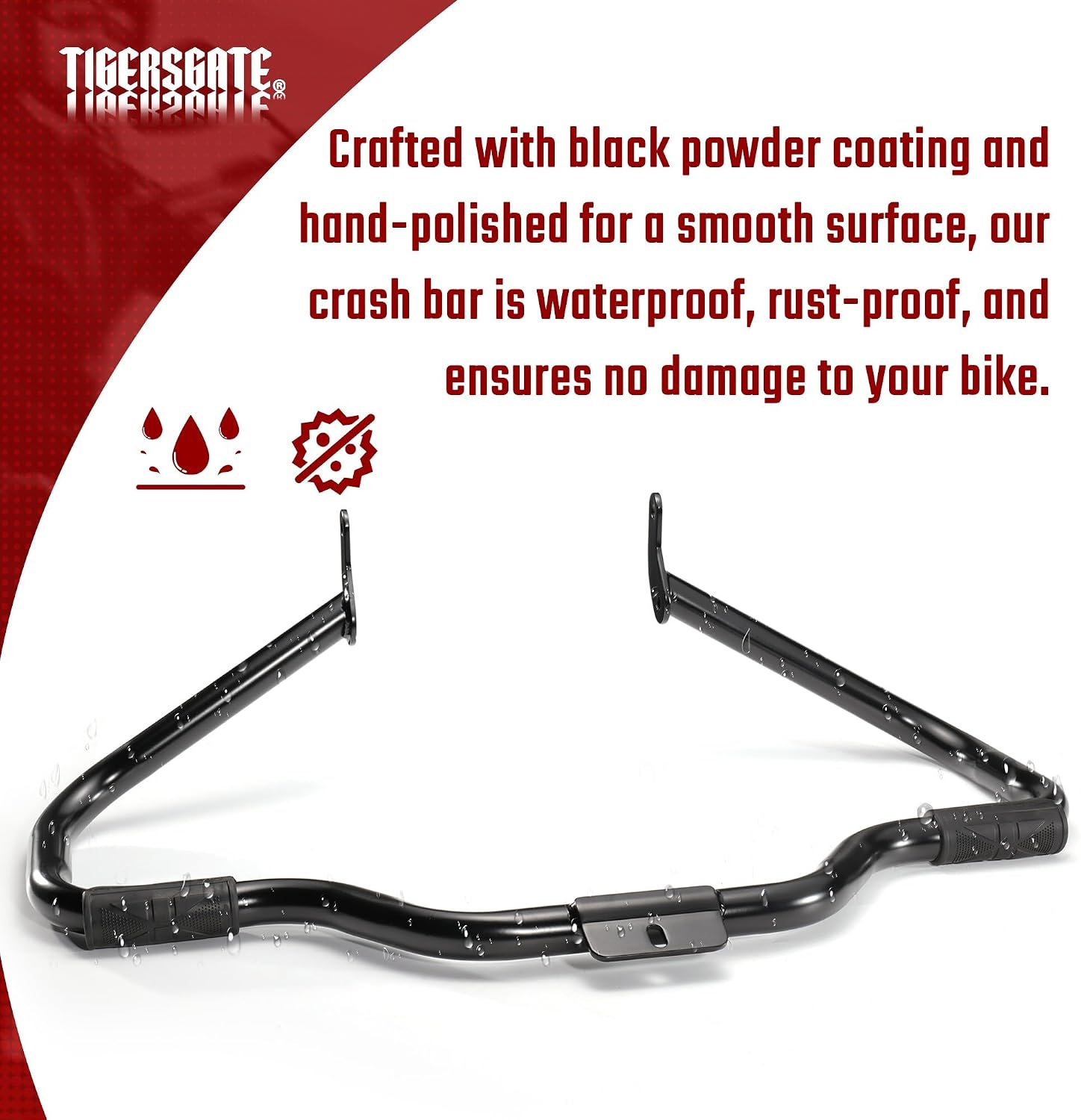 Softail Engine Guard Crash Bar 1.25" Fat Mustache Guard Highway Bar Designed for 2000-2017 Harley Heritage Softail Classic Deluxe Fat Boy FLSTF Models, with Anti-Slip Pedals, Black