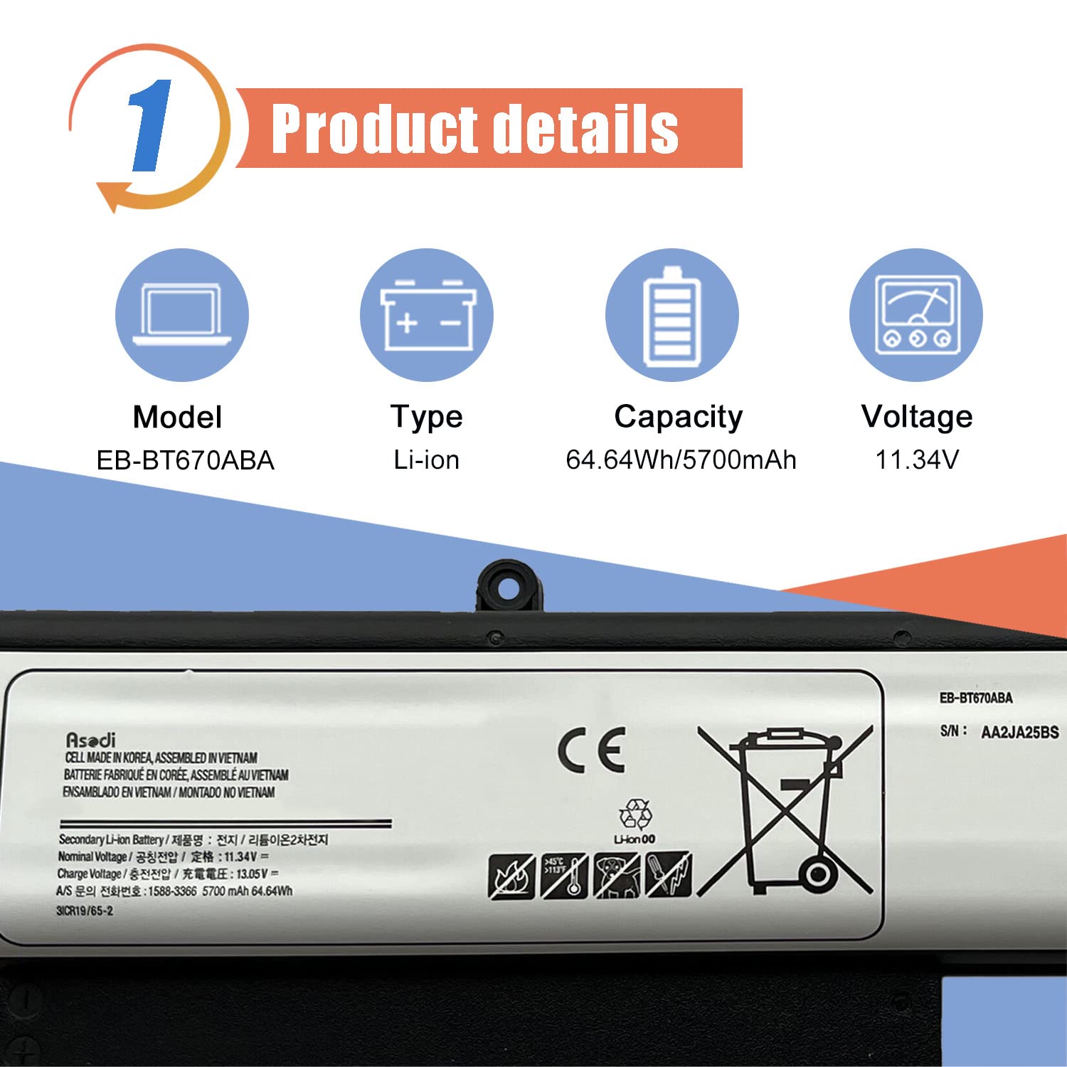 ASODI EB-BT670ABA EB-BT670ABE Laptop Battery Compatible with Samsung Galaxy View 18.4