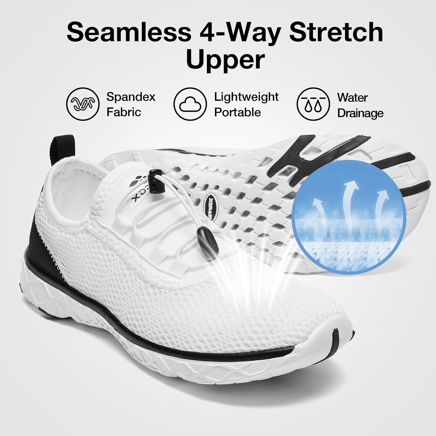 ALEADER Men's Stylish Water Shoes, Quick-Dry Xdrain Water Sneakers, Lightweight & Comfort Footed