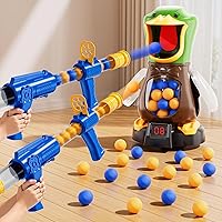 NIPLOOOW Duck Shooting Toy for Kids 3-8: Movable Target Game, 2 Air Pump Guns, LCD Score, Sounds, 48 Foam Balls - Indoor Outdoor Fun