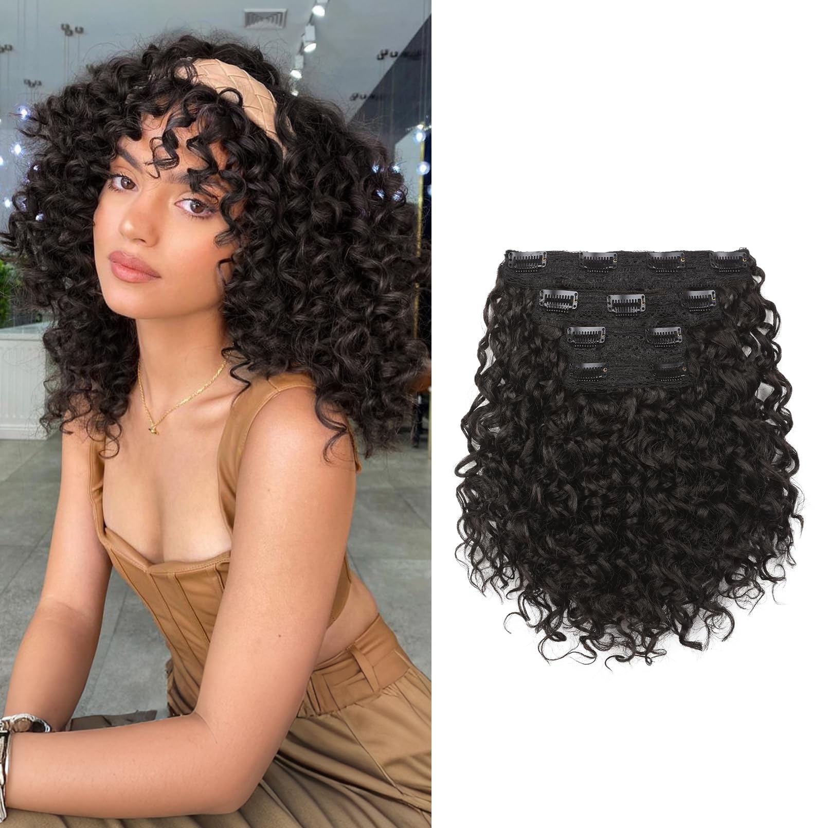 FLUFYMOOZ 4PC Clip in Hair Extensions